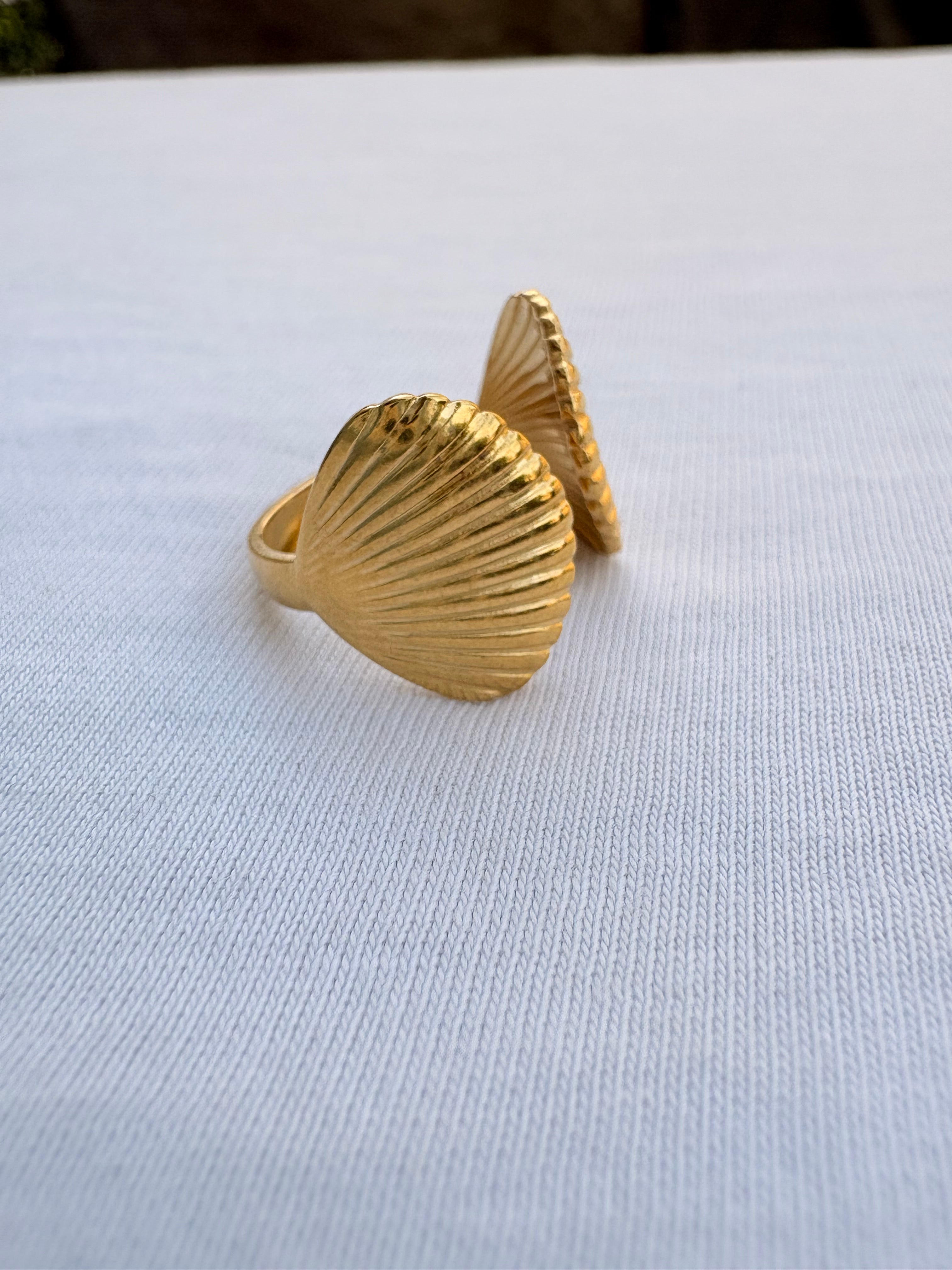 Bague coquillages en acier inoxydable