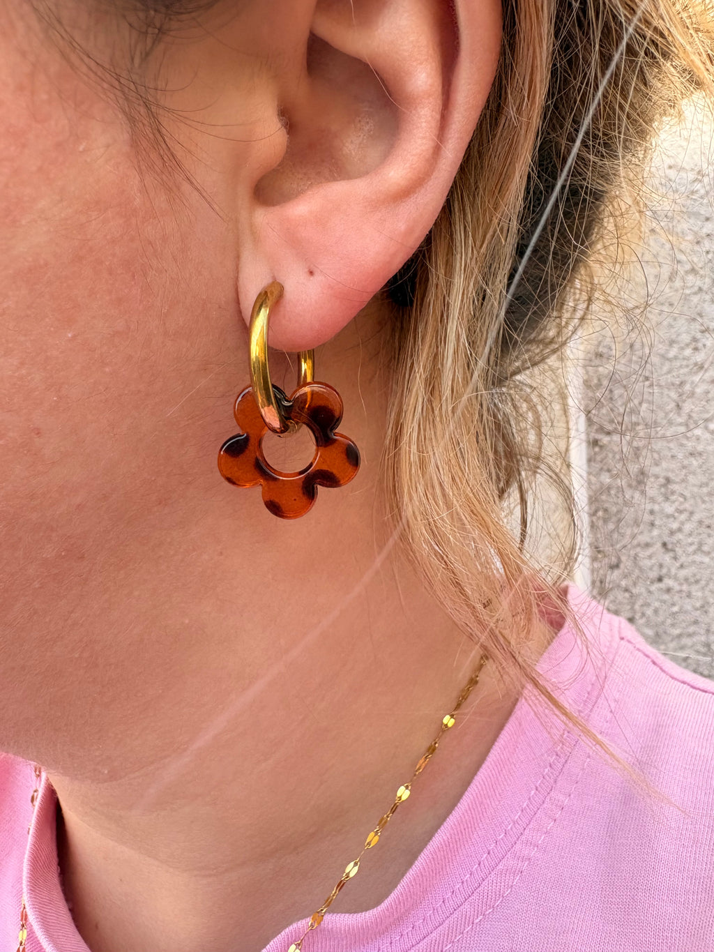 Paire de boucles d’oreilles fleur en acier inoxydable