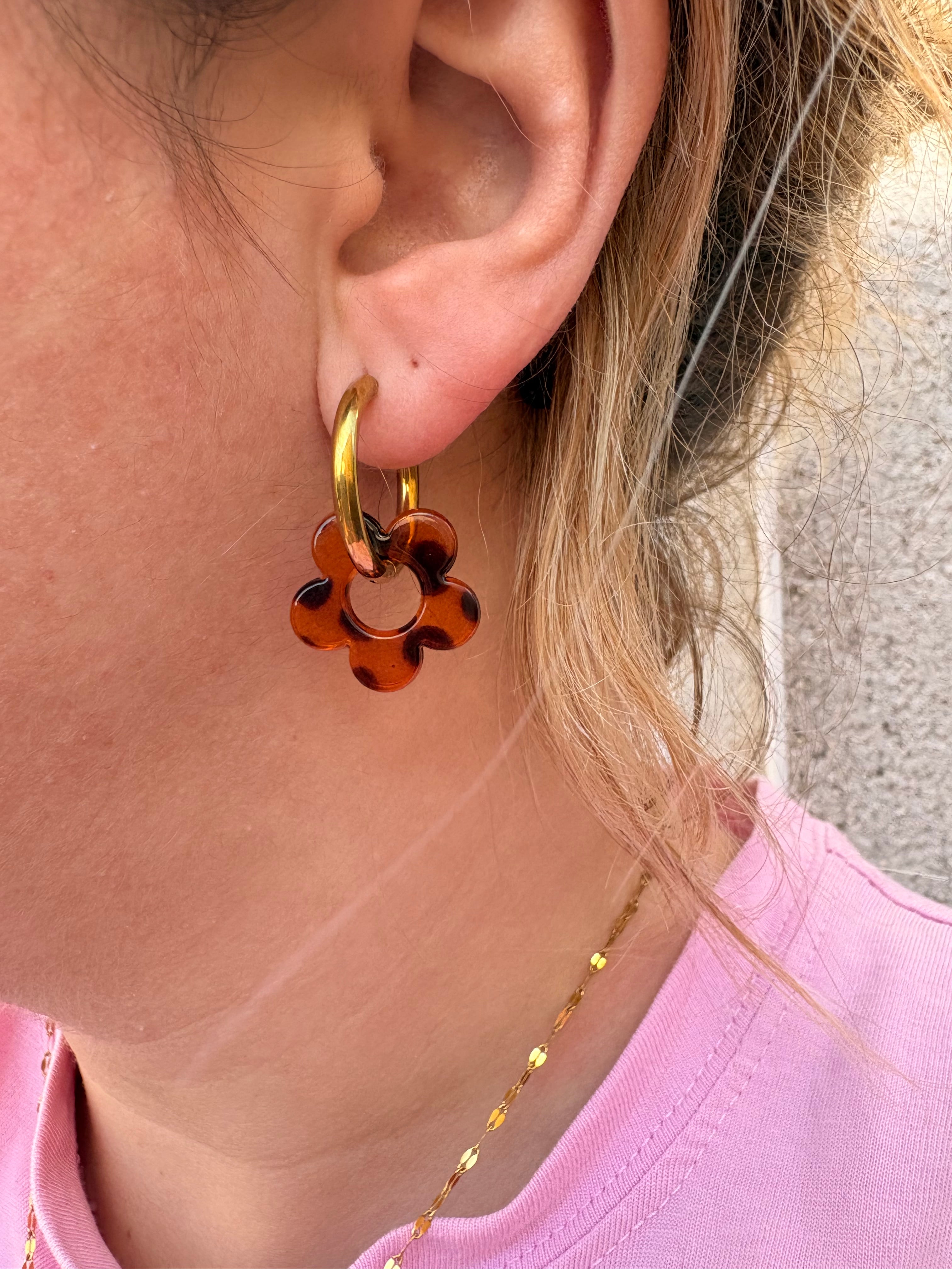 Paire de boucles d’oreilles fleur en acier inoxydable