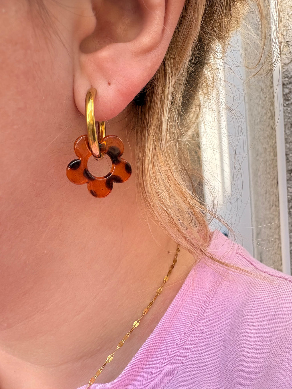 Paire de boucles d’oreilles fleur en acier inoxydable