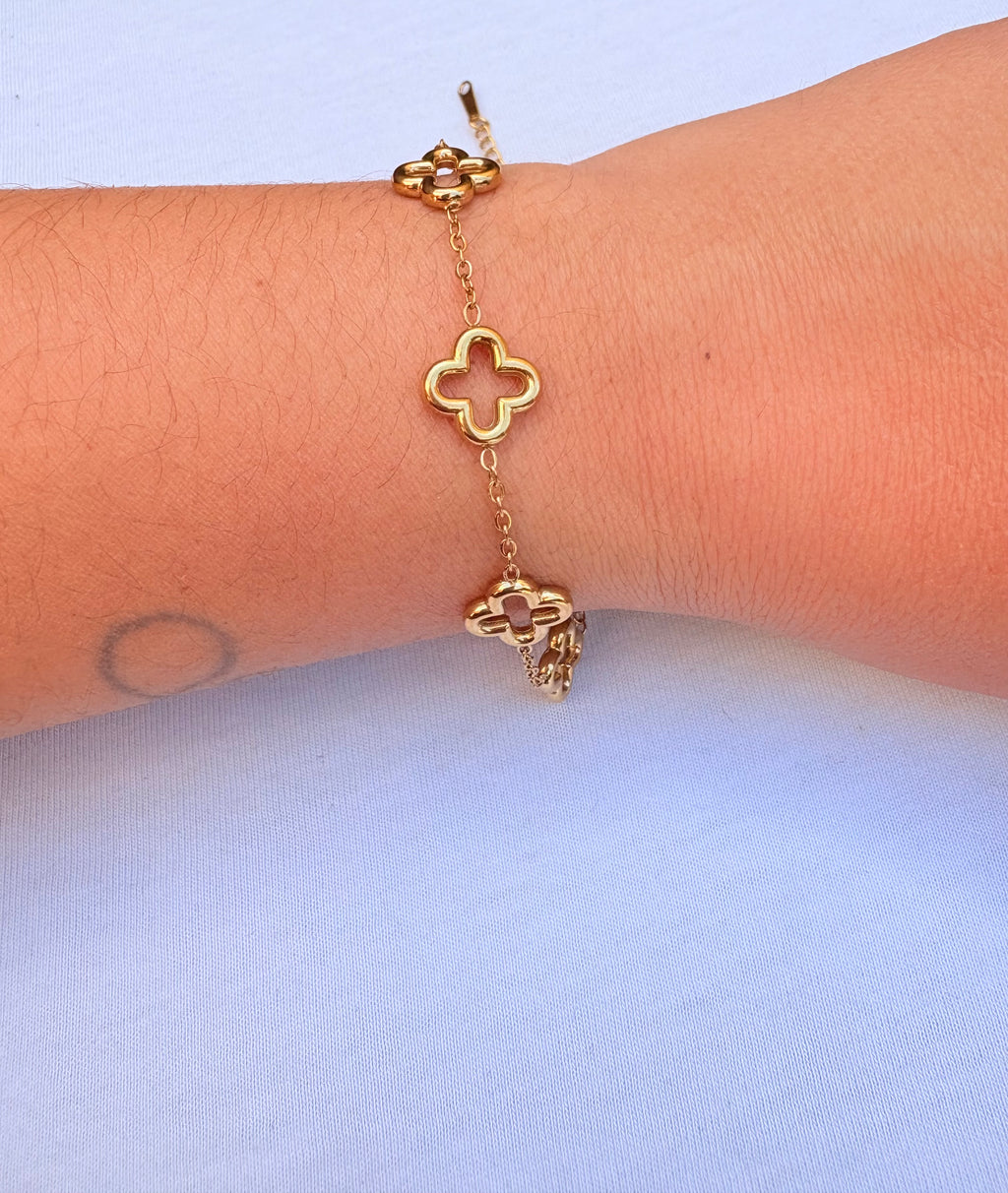 Bracelet trèfle en acier inoxydable