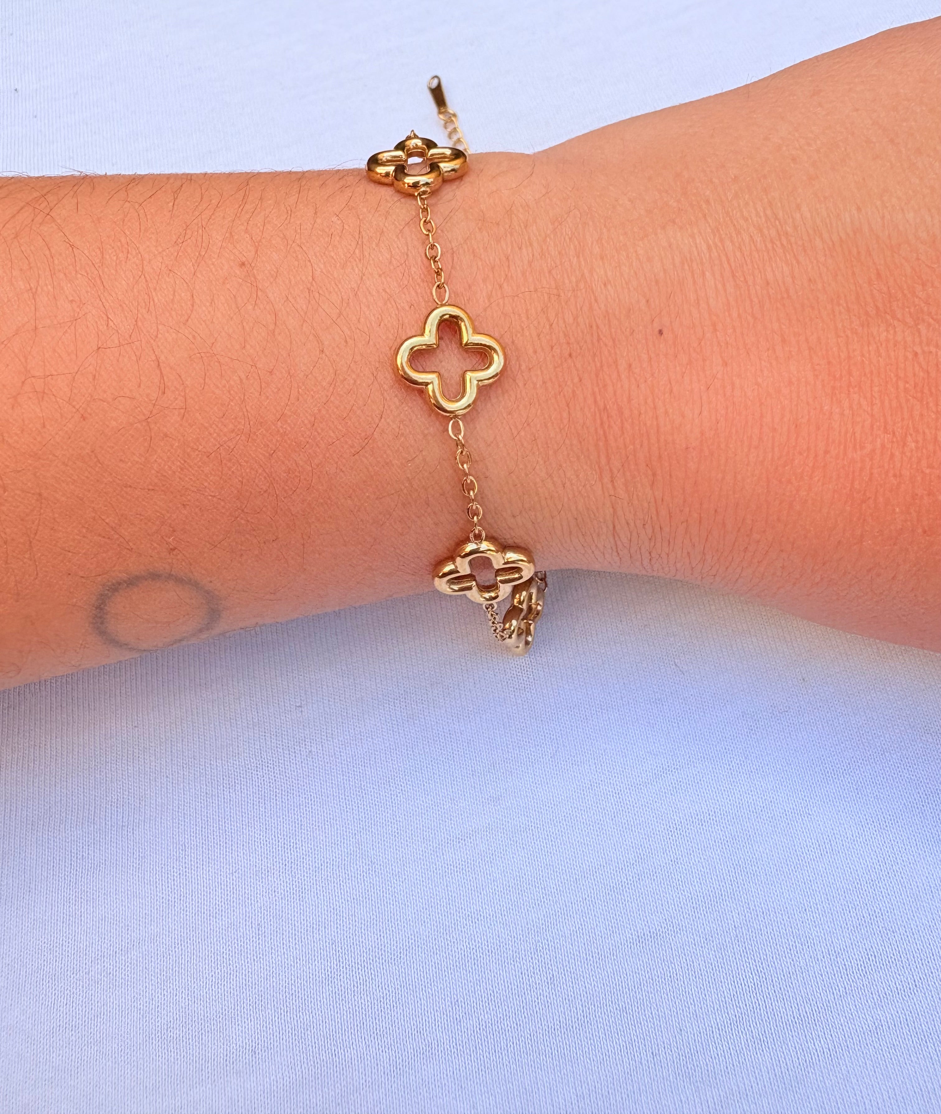 Bracelet trèfle en acier inoxydable
