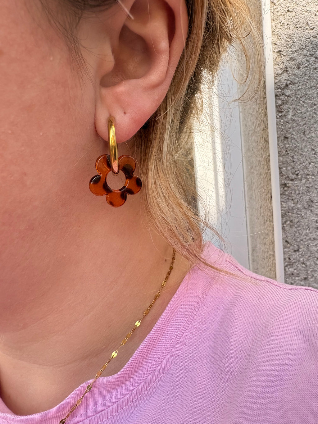 Paire de boucles d’oreilles fleur en acier inoxydable