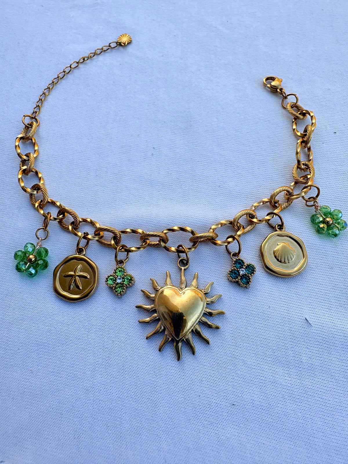 Bracelet breloque Soleil en acier inoxydable