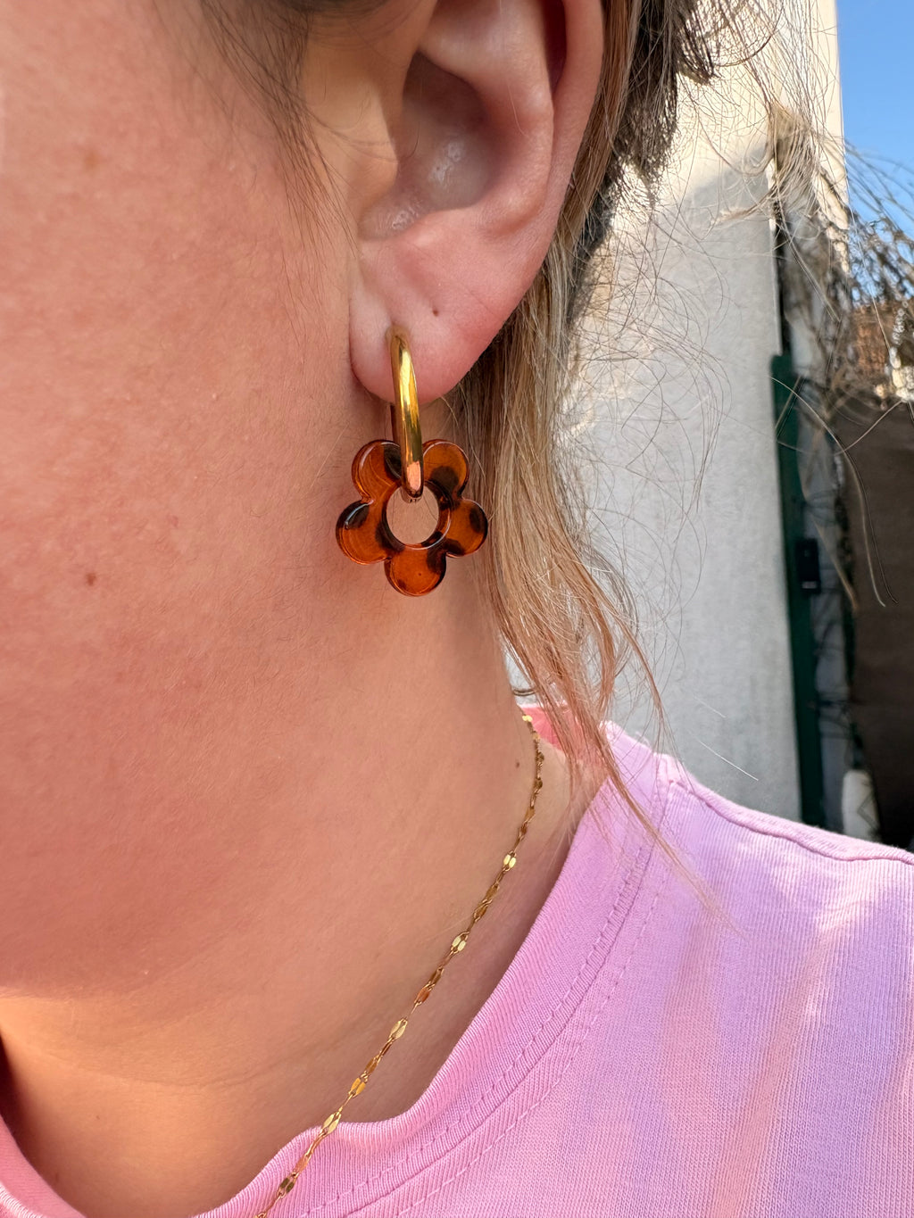 Paire de boucles d’oreilles fleur en acier inoxydable