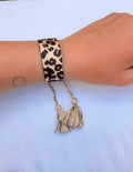 Bracelet tissu ajustable léopard