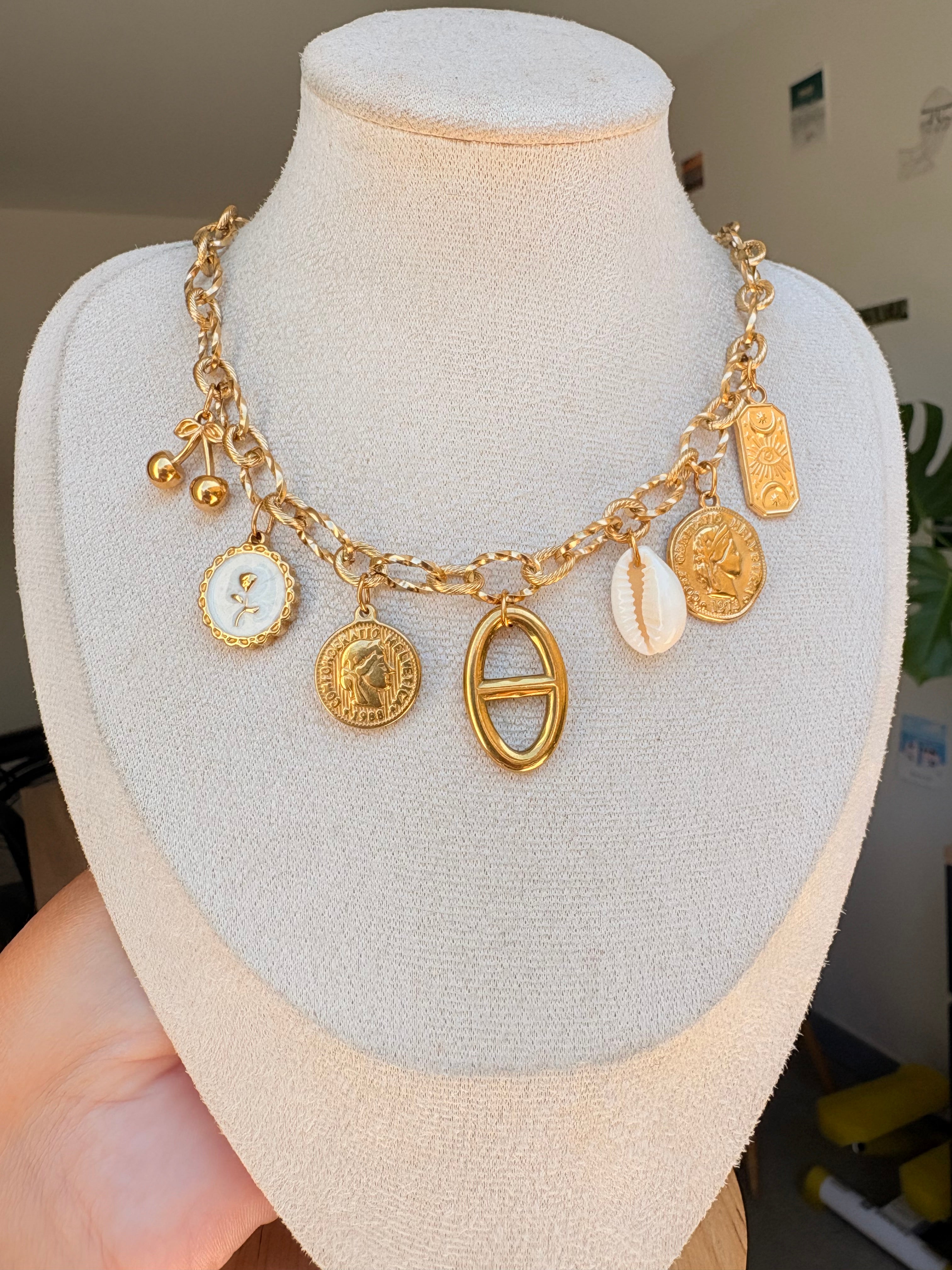 Collier breloque Eva en acier inoxydable