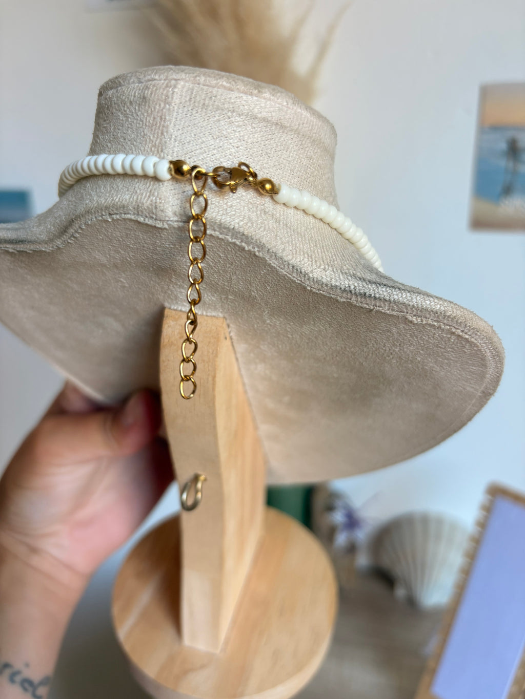 Collier perle en acier inoxydable