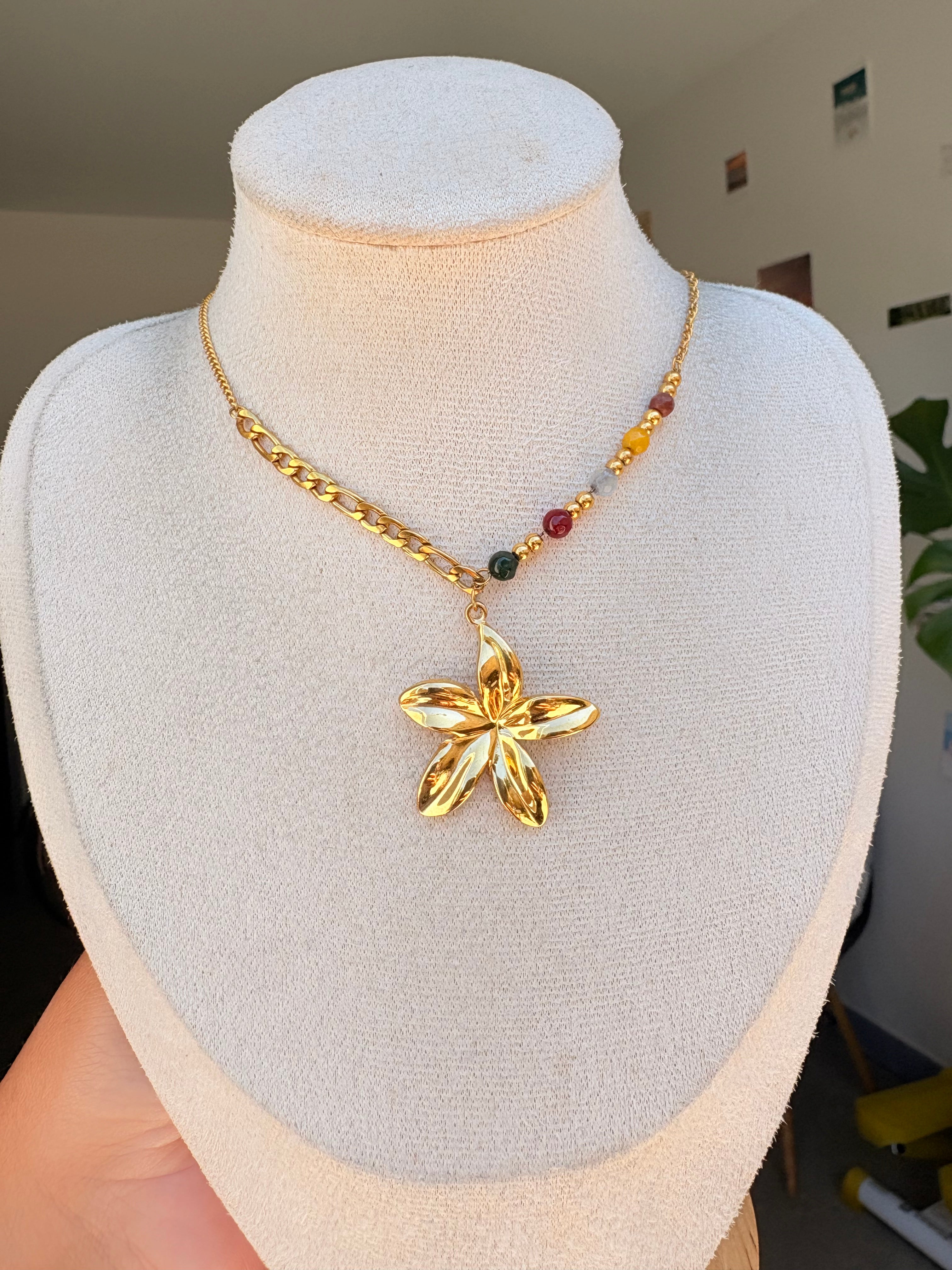 Collier breloque Ambre en acier inoxydable