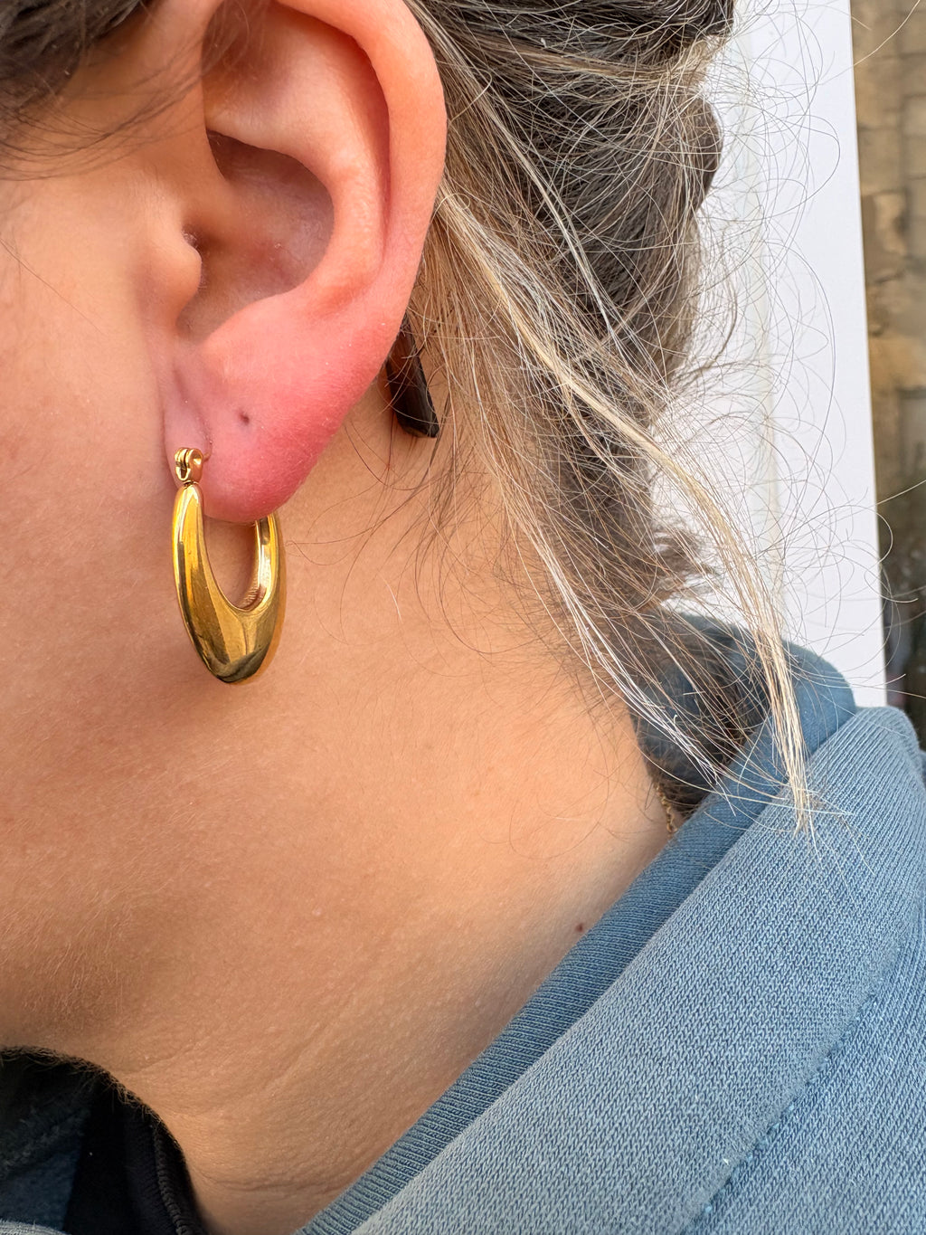 Créole allongé en acier inoxydable