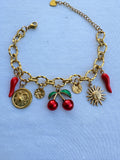Bracelet breloque Cerise en acier inoxydable