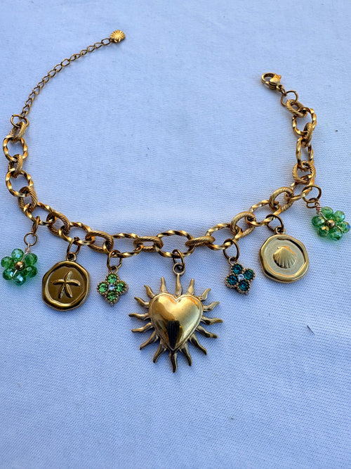 Bracelet breloque Soleil en acier inoxydable