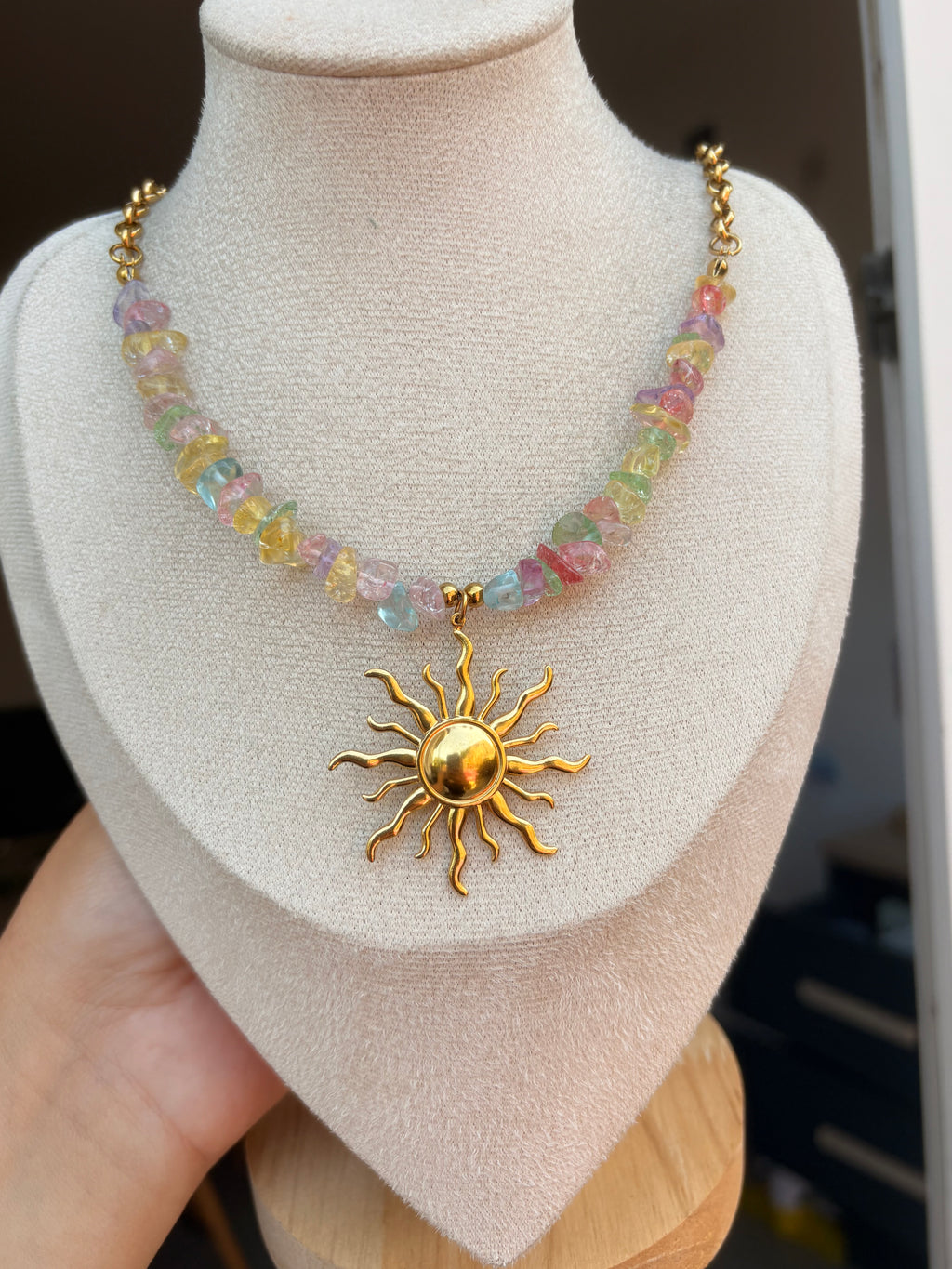 Collier soleil en acier inoxydable