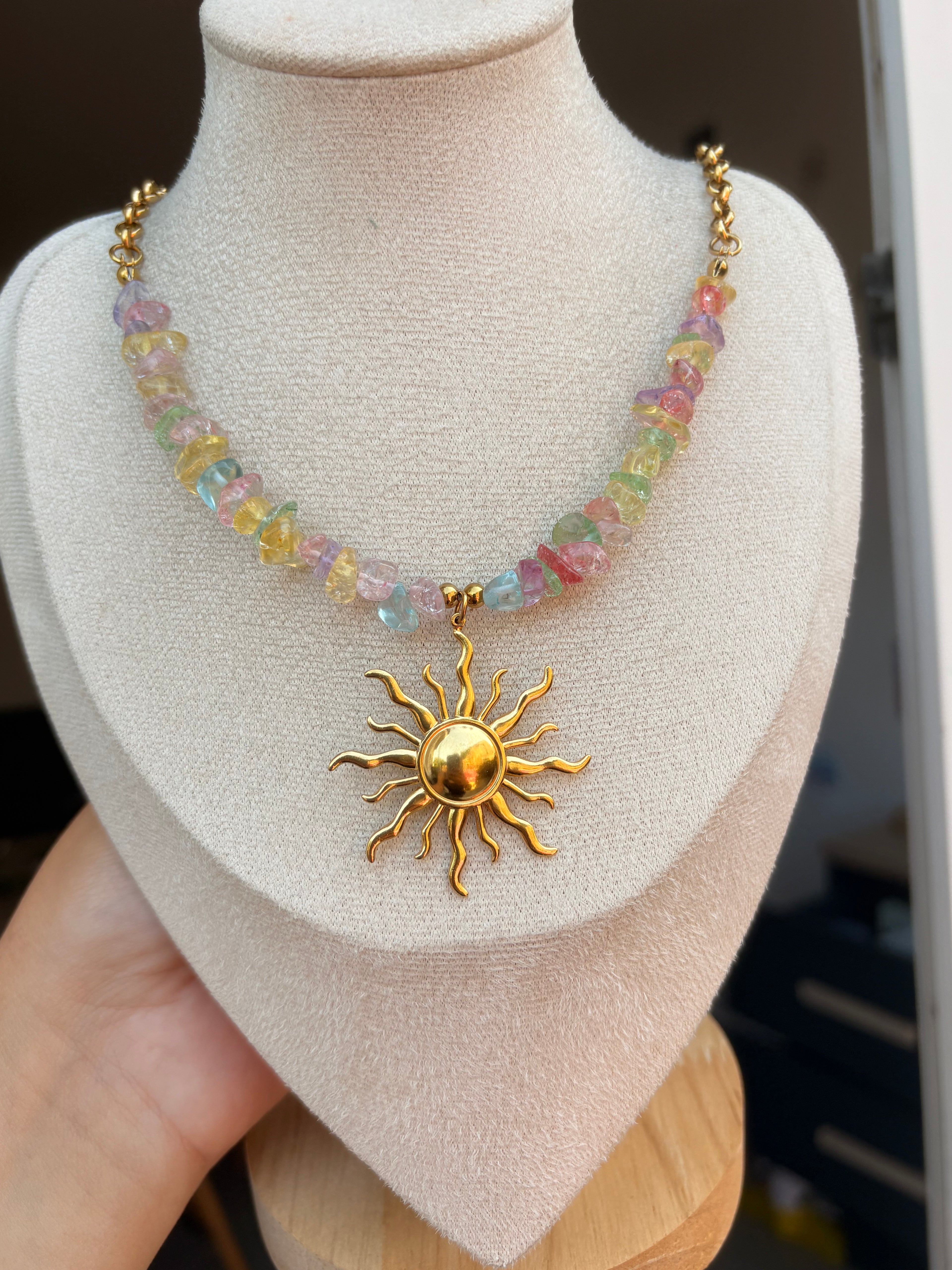 Collier soleil en acier inoxydable
