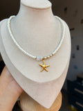 Collier étoile de mer, perles en acier inoxydable