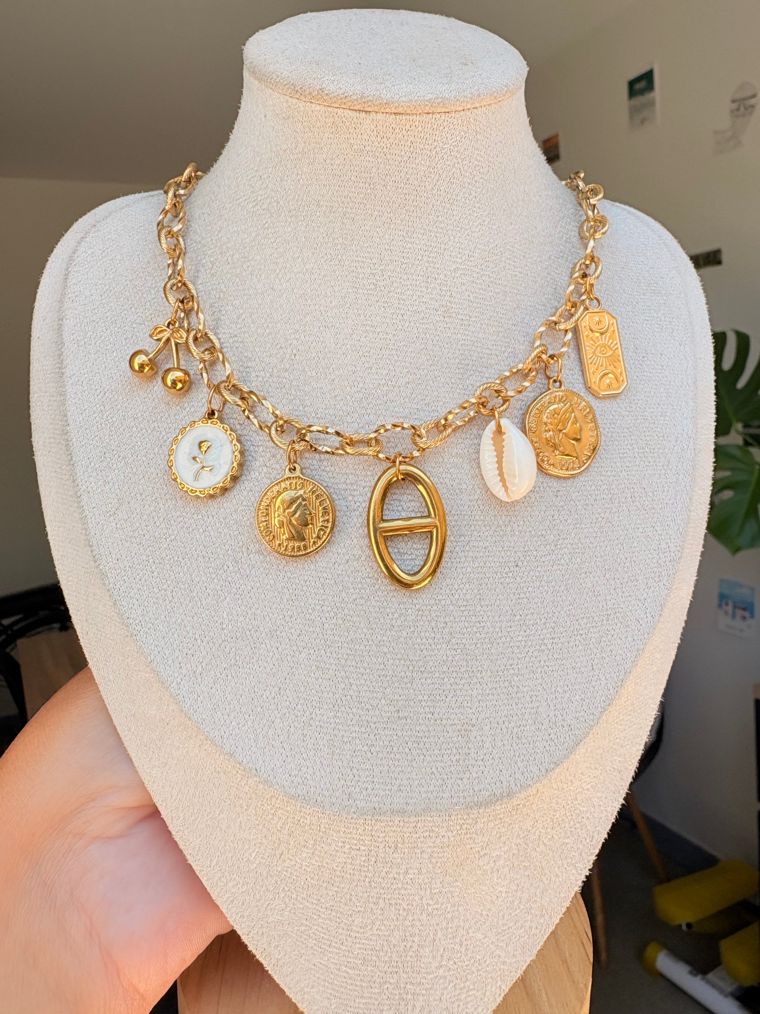 Collier breloque Eva en acier inoxydable