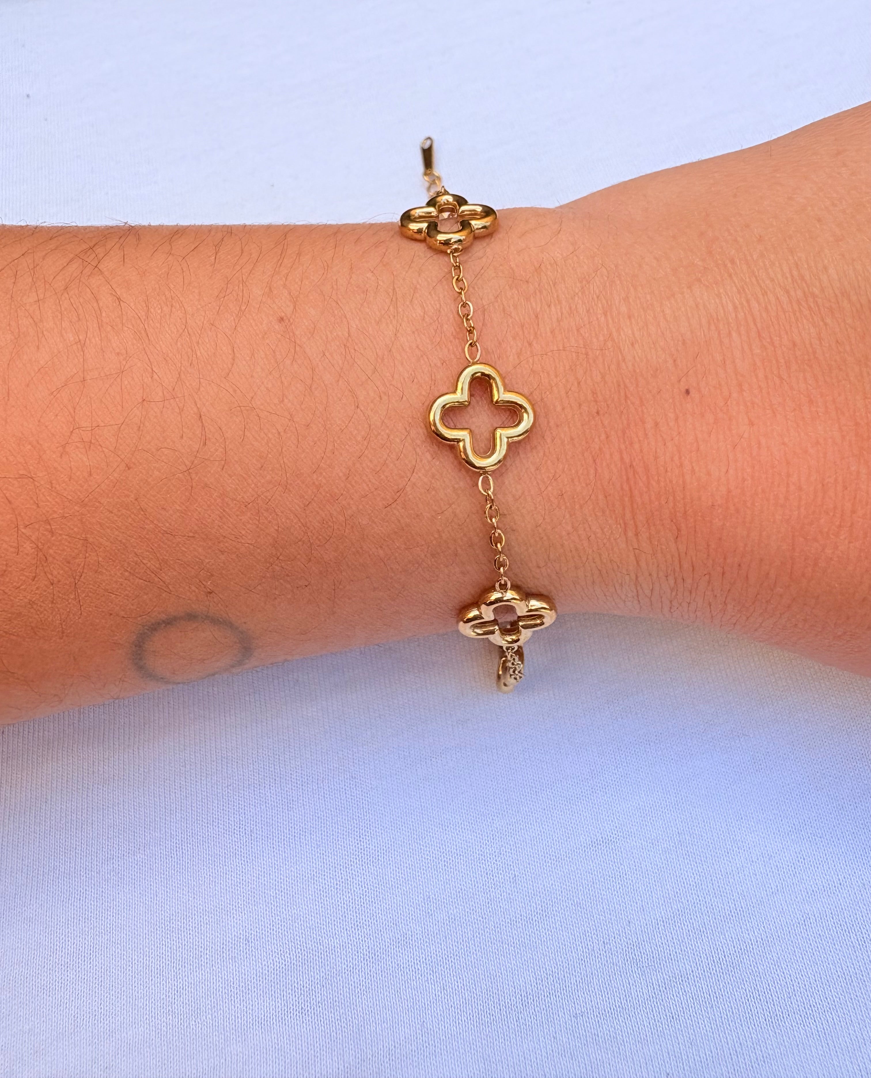 Bracelet trèfle en acier inoxydable