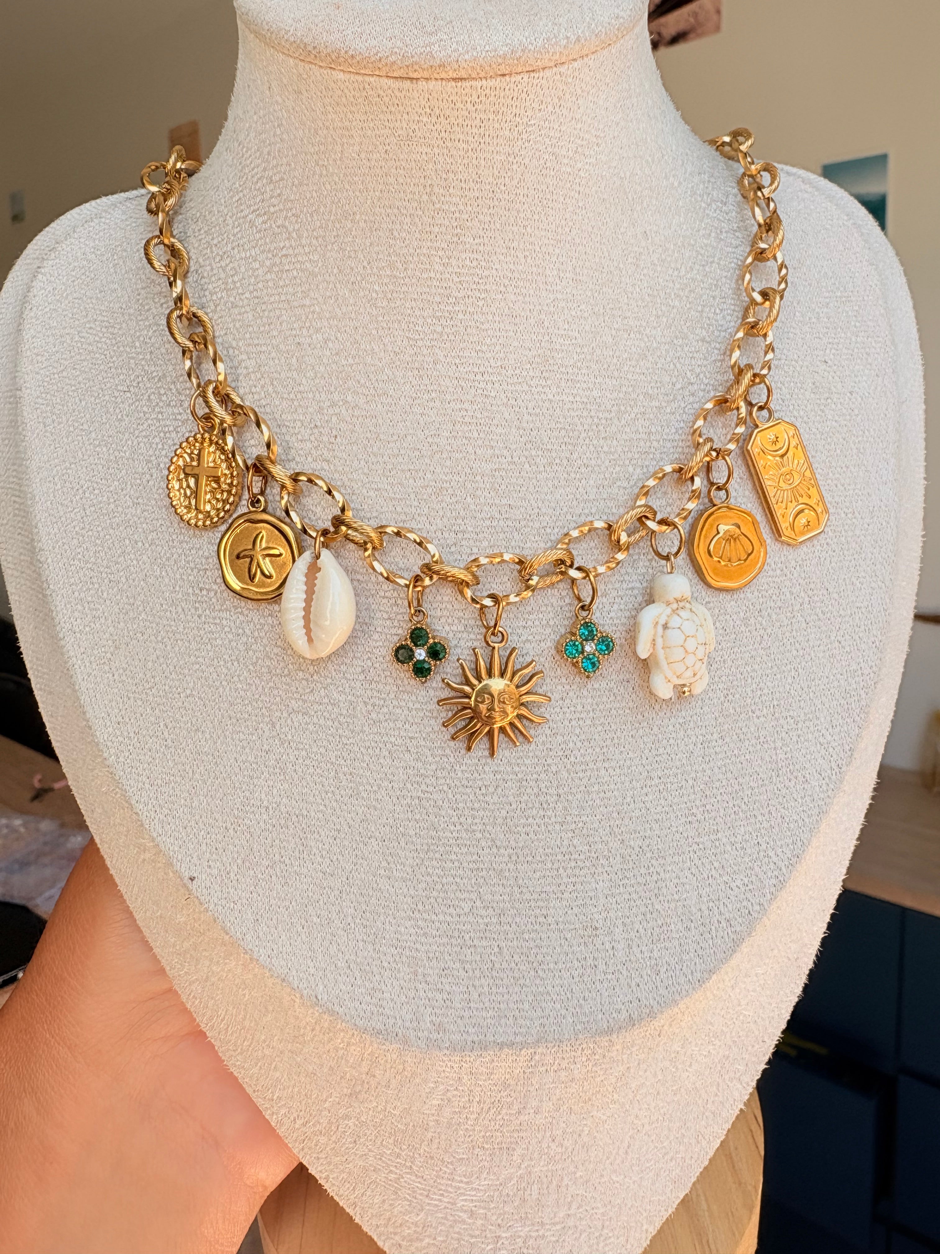 Collier breloque Line en acier inoxydable