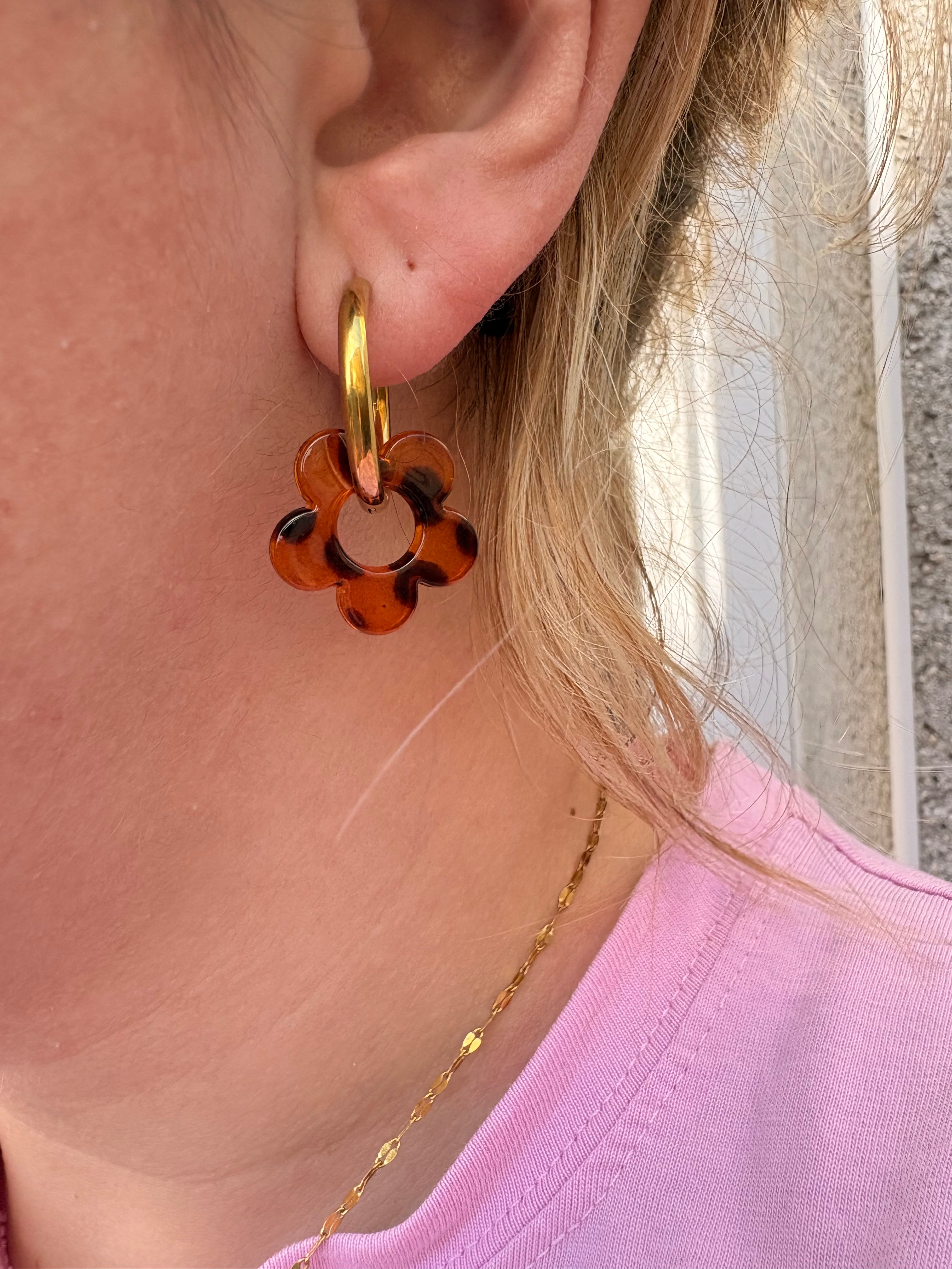 Paire de boucles d’oreilles fleur en acier inoxydable