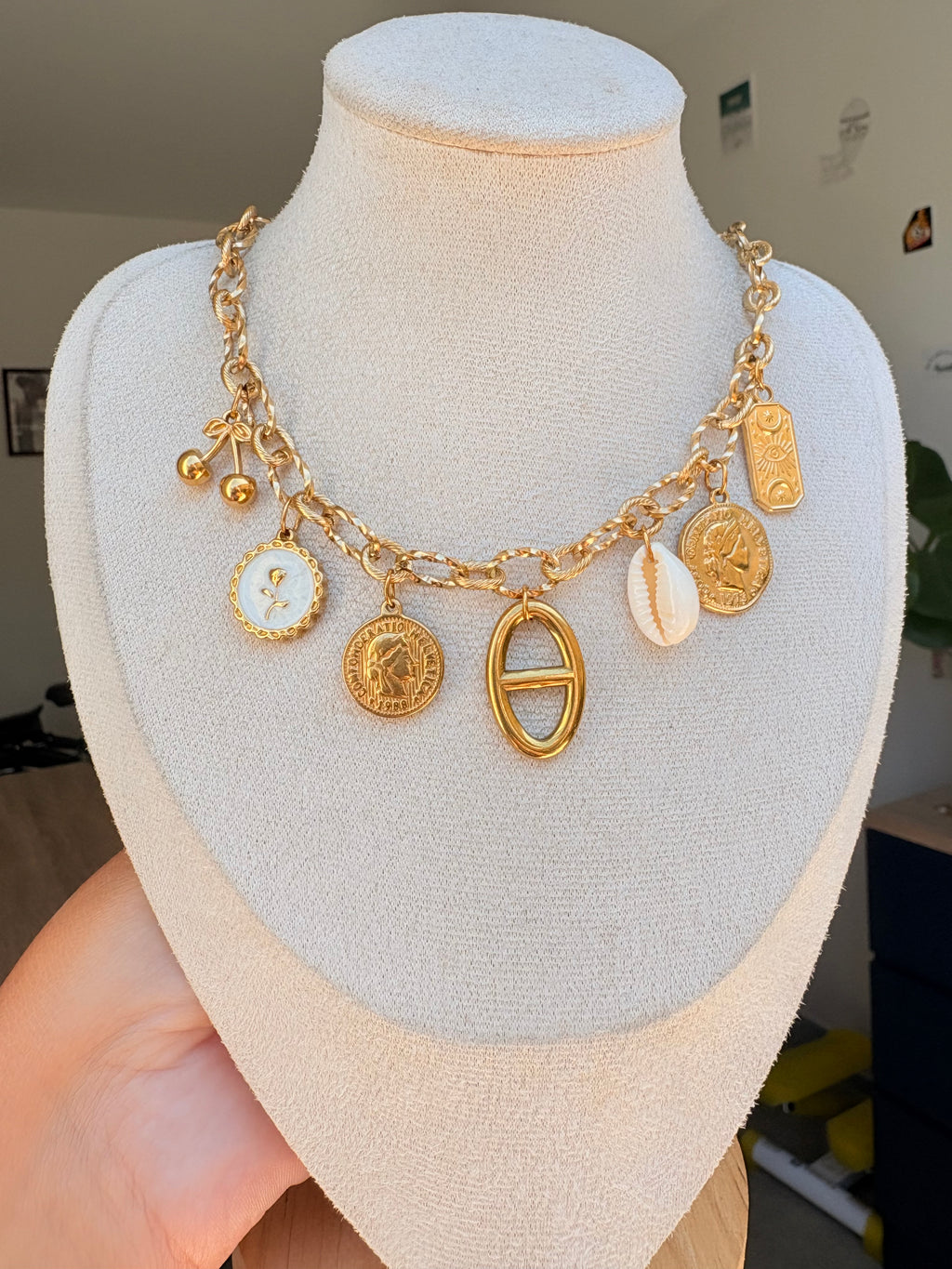Collier breloque Eva en acier inoxydable
