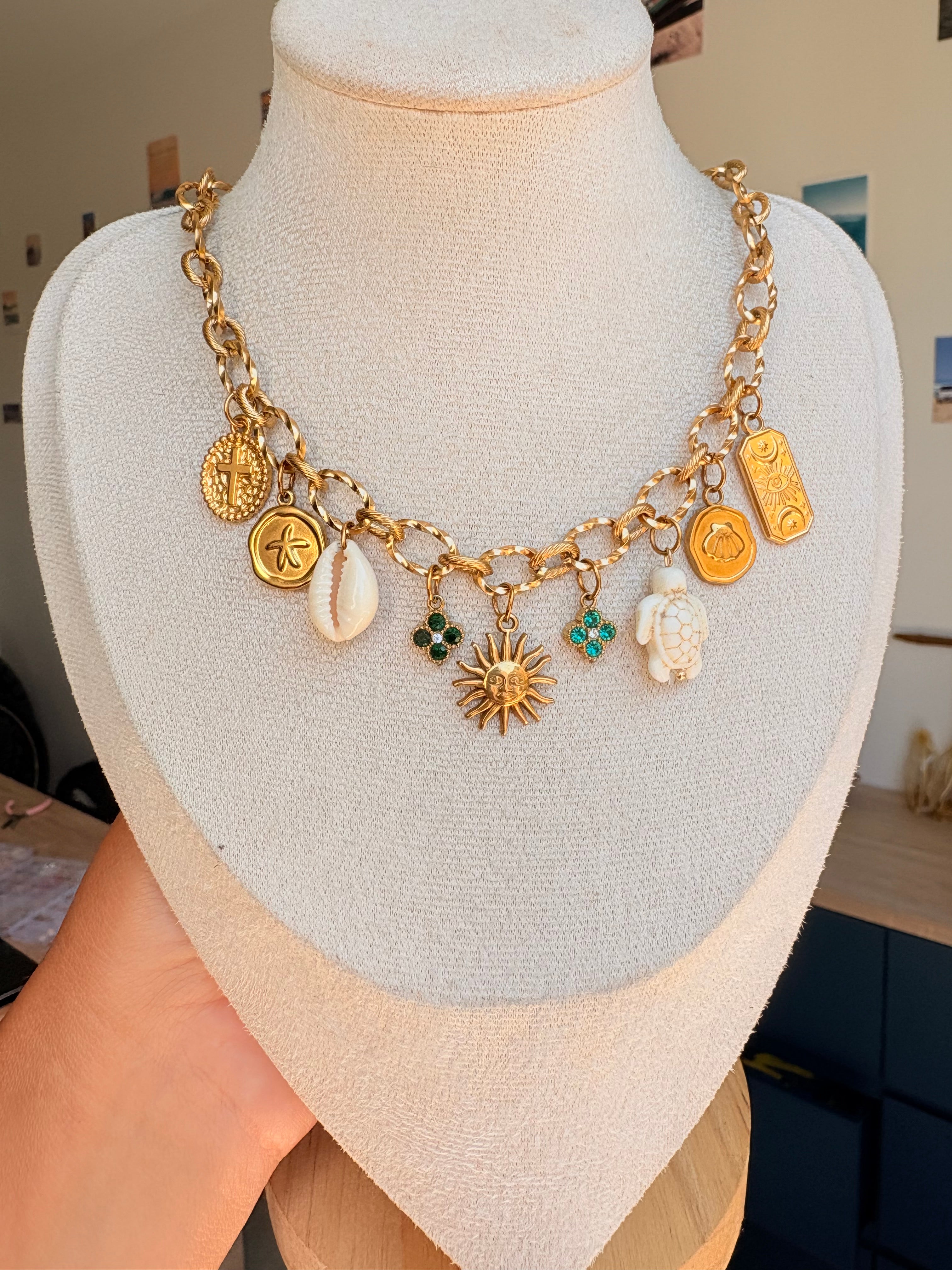 Collier breloque Line en acier inoxydable
