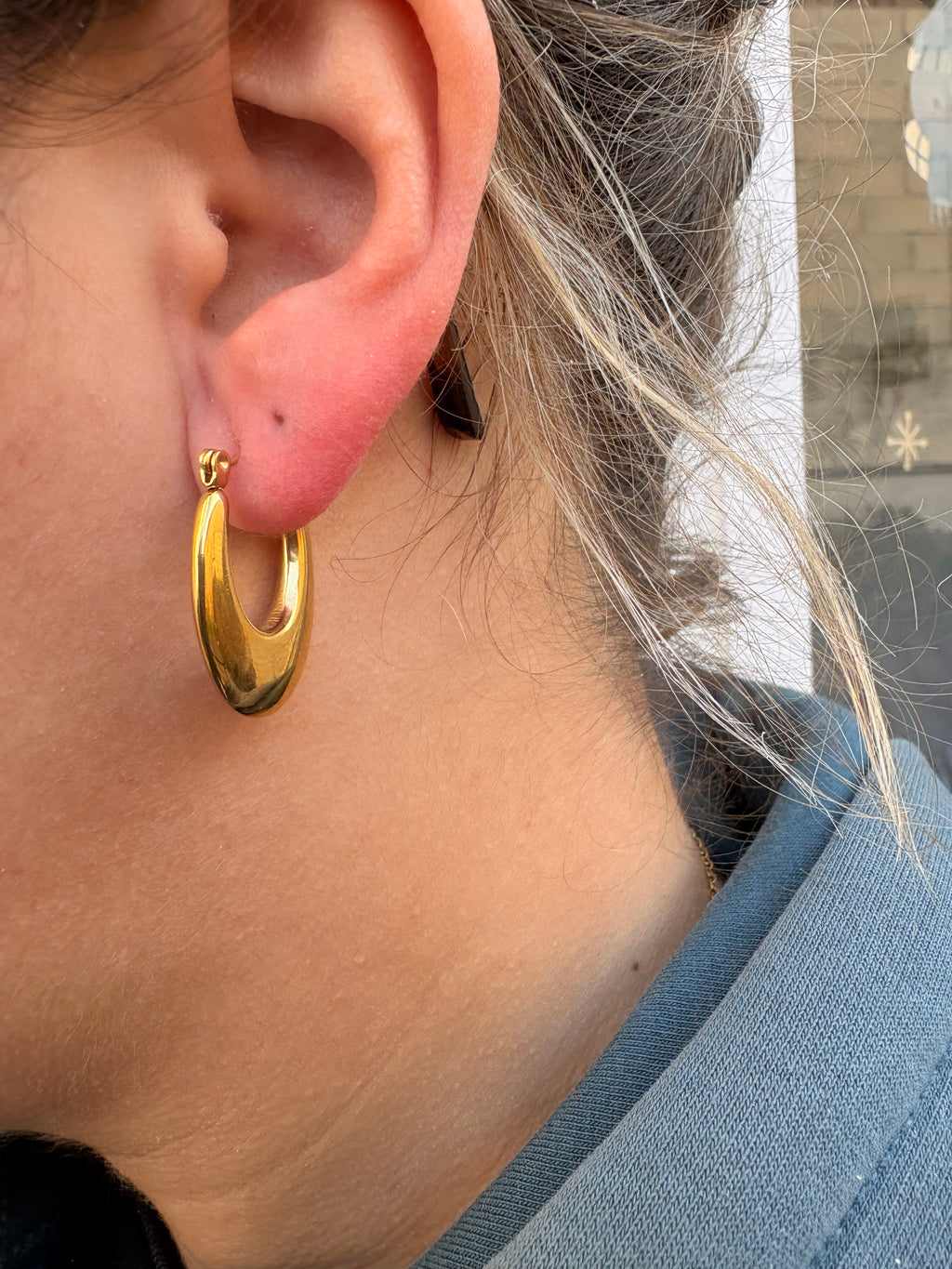 Créole allongé en acier inoxydable