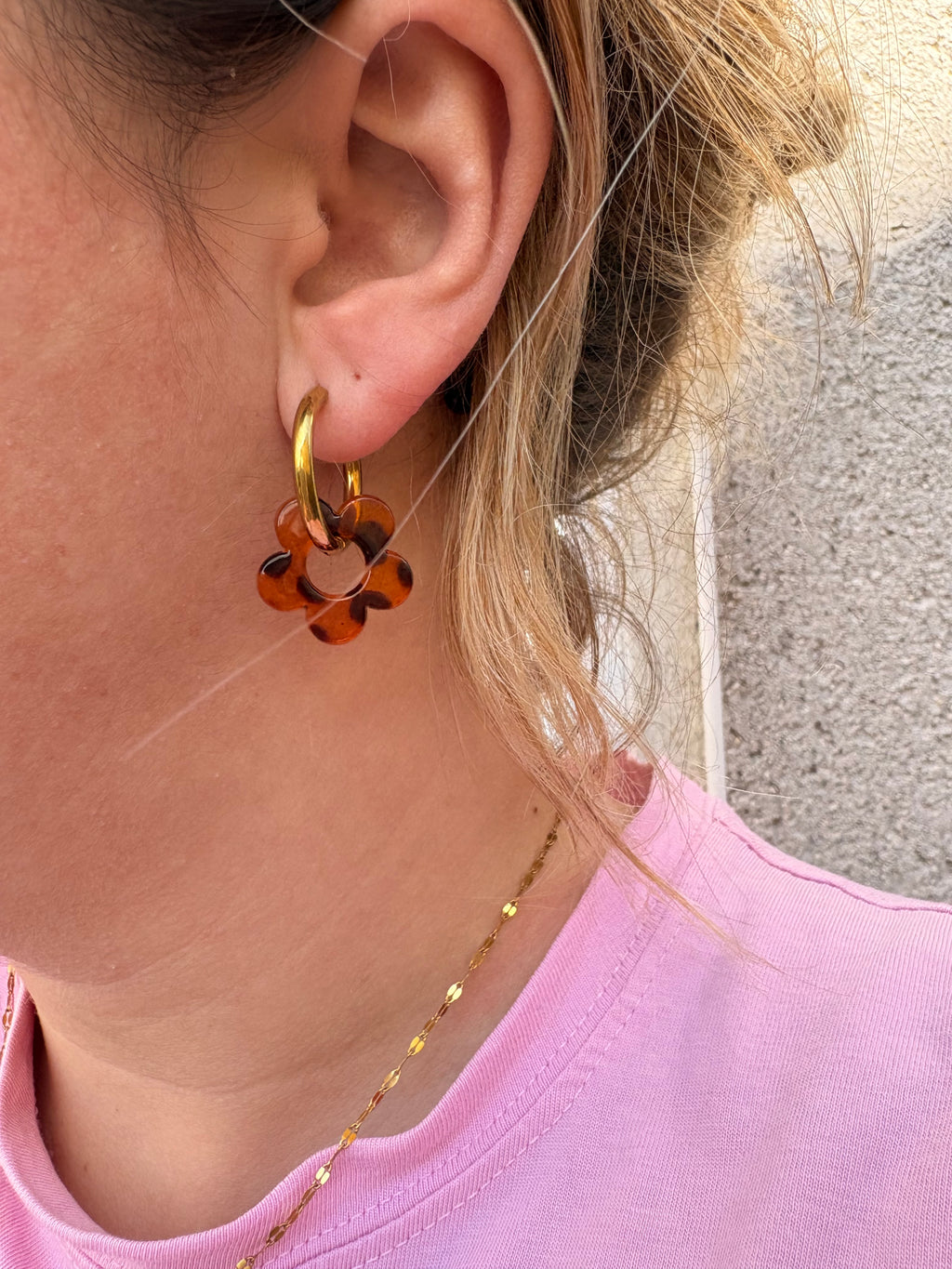 Paire de boucles d’oreilles fleur en acier inoxydable