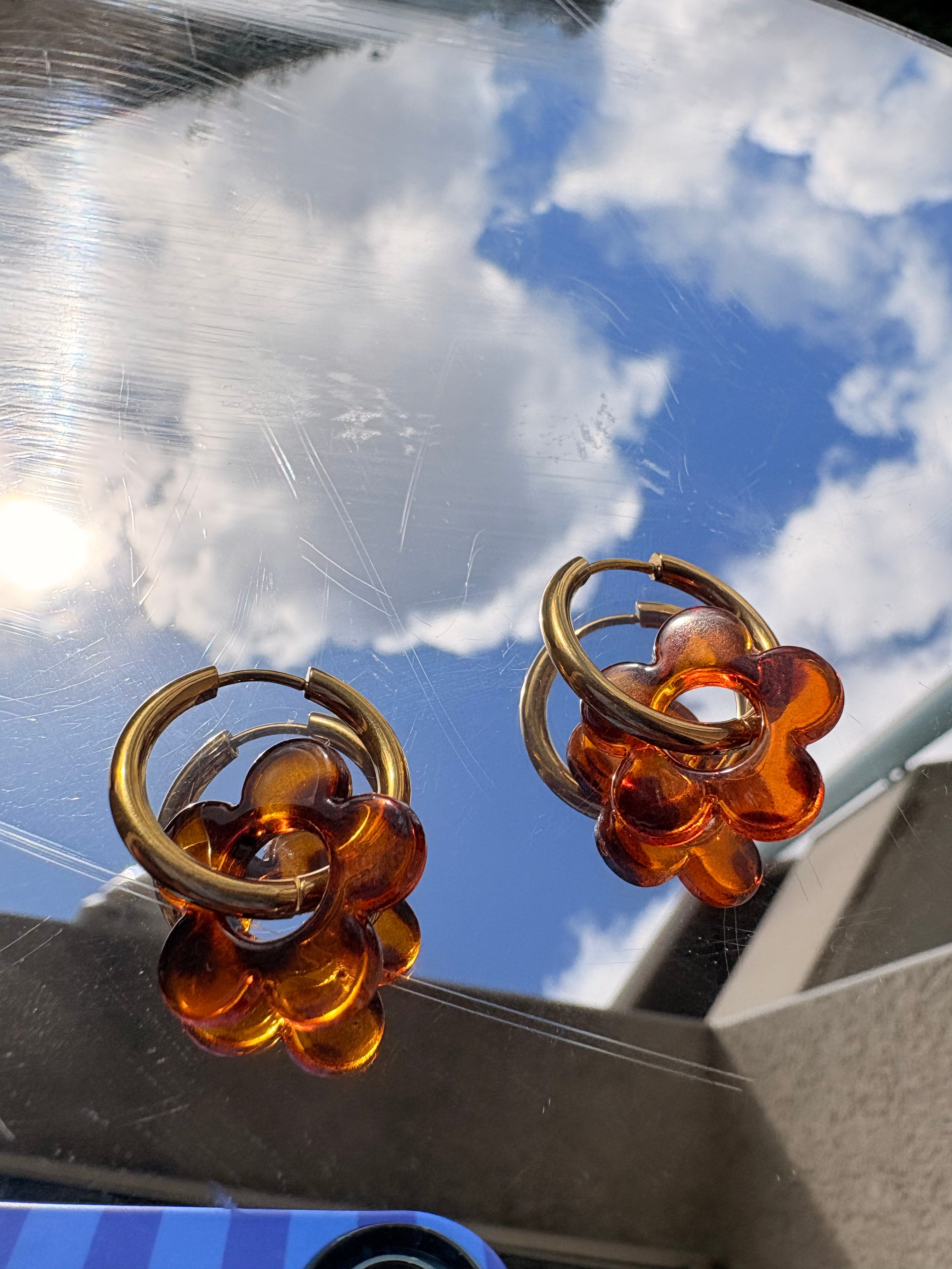 Paire de boucles d’oreilles fleur en acier inoxydable